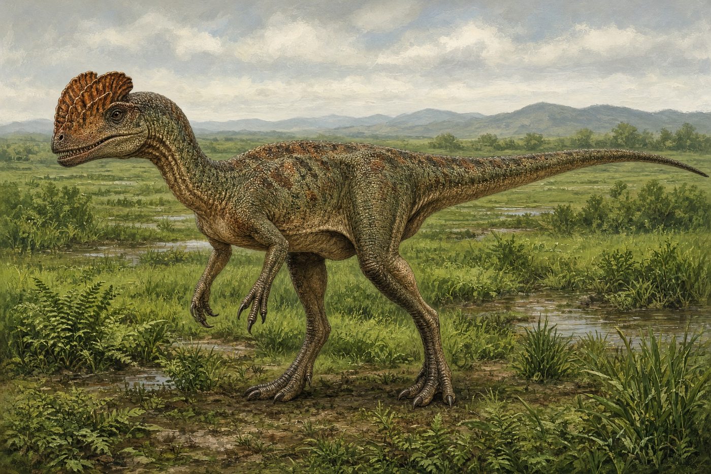 Original drawing of Dilophosaurus